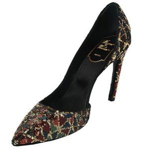 NWT Roger Vivier Scarpa Donna Lady Stiletto Sequin Heels 36
